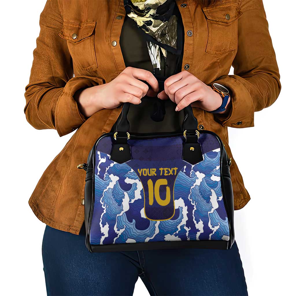 Custom Japan Pacific Rugby 2024 Shoulder Handbag Japanese Traditional Pattern and Sea Waves