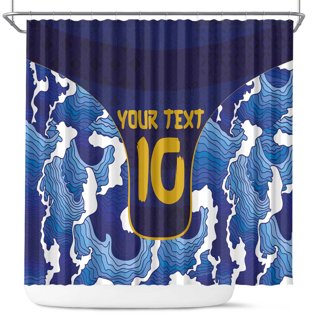 Custom Japan Pacific Rugby 2024 Shower Curtain Japanese Traditional Pattern and Sea Waves
