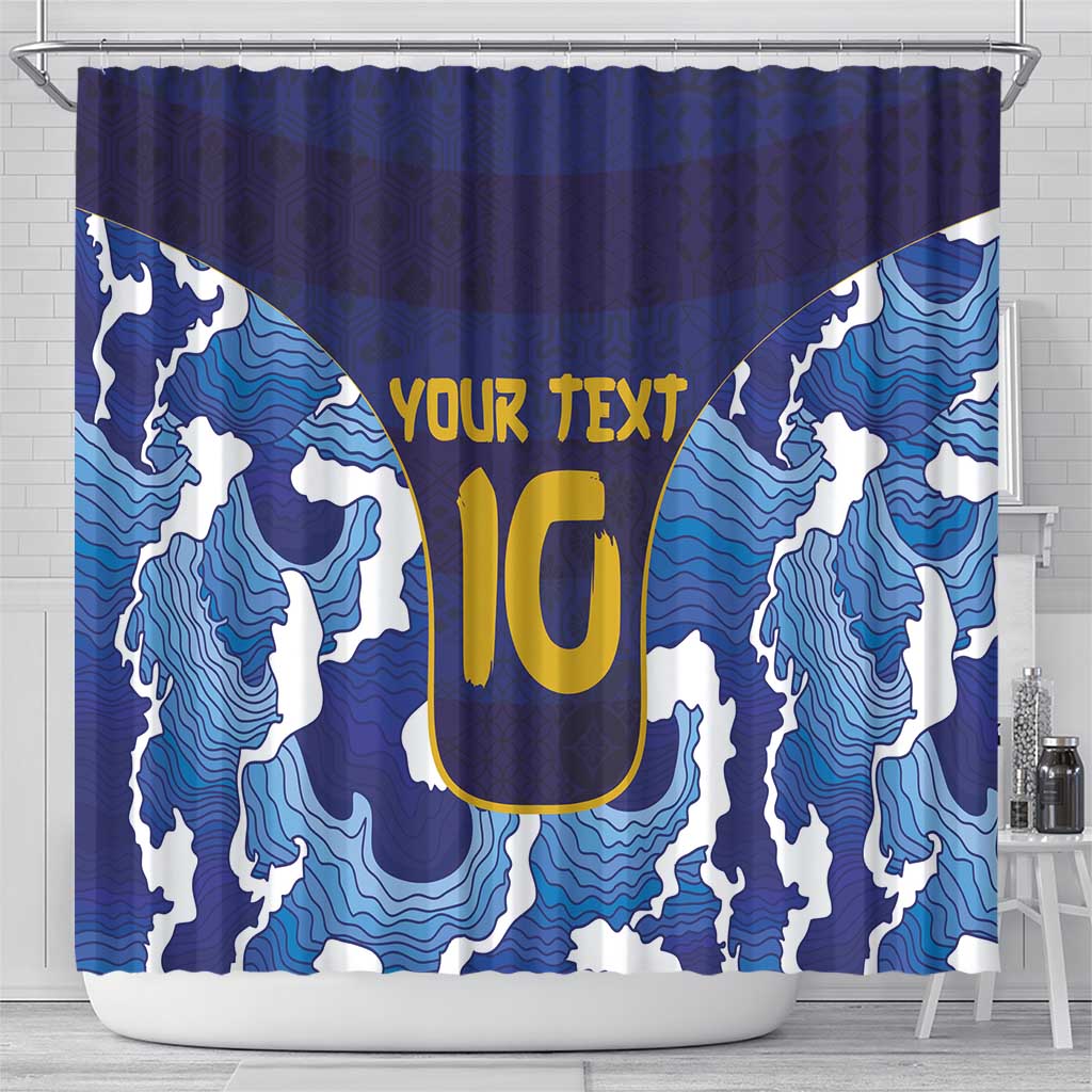 Custom Japan Pacific Rugby 2024 Shower Curtain Japanese Traditional Pattern and Sea Waves