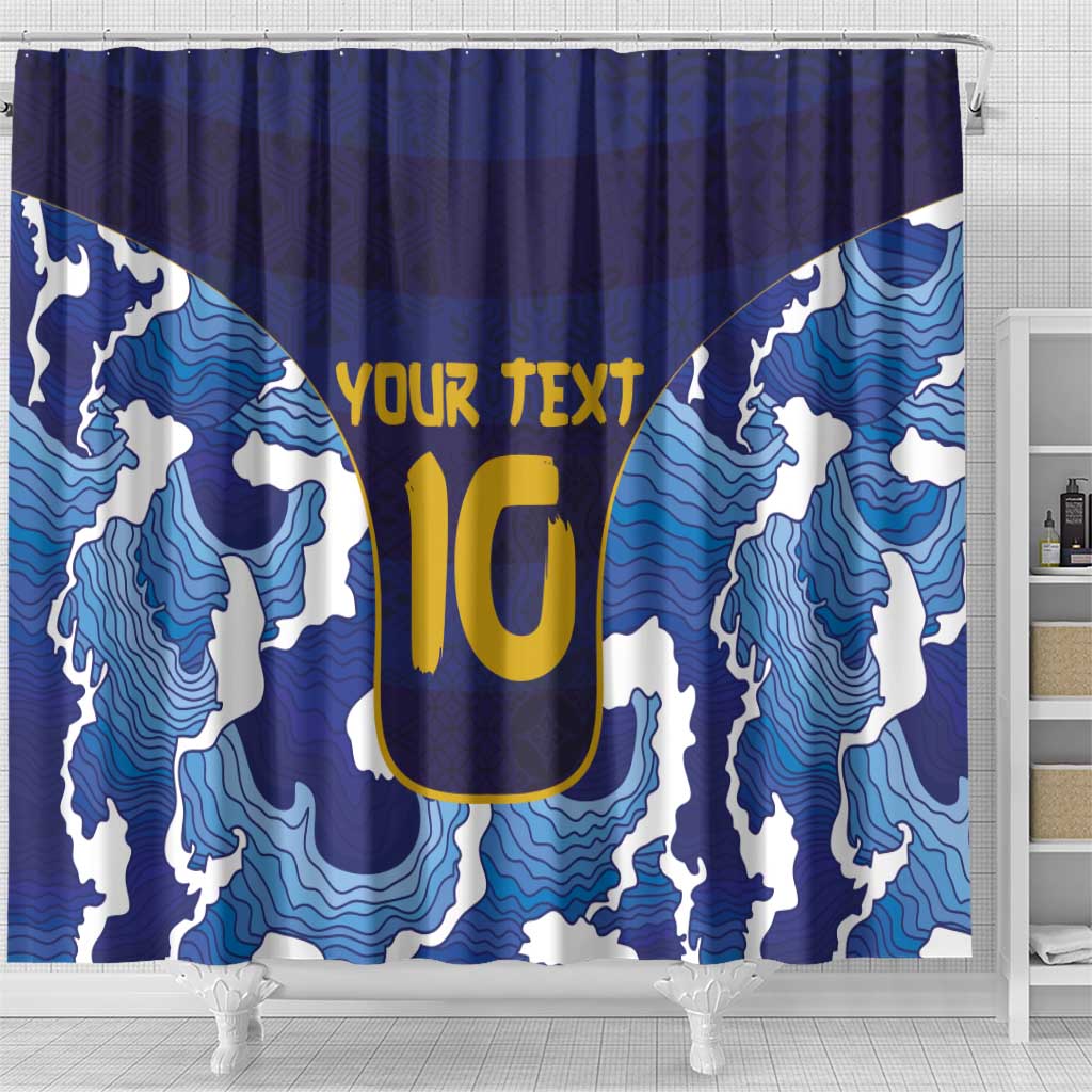 Custom Japan Pacific Rugby 2024 Shower Curtain Japanese Traditional Pattern and Sea Waves