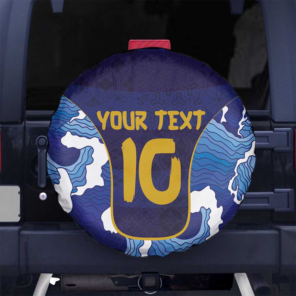 Custom Japan Pacific Rugby 2024 Spare Tire Cover Japanese Traditional Pattern and Sea Waves - Wonder Print Shop