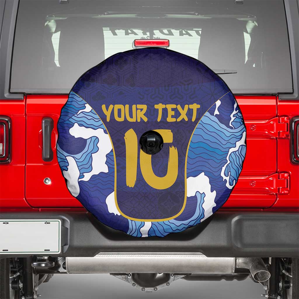 Custom Japan Pacific Rugby 2024 Spare Tire Cover Japanese Traditional Pattern and Sea Waves - Wonder Print Shop