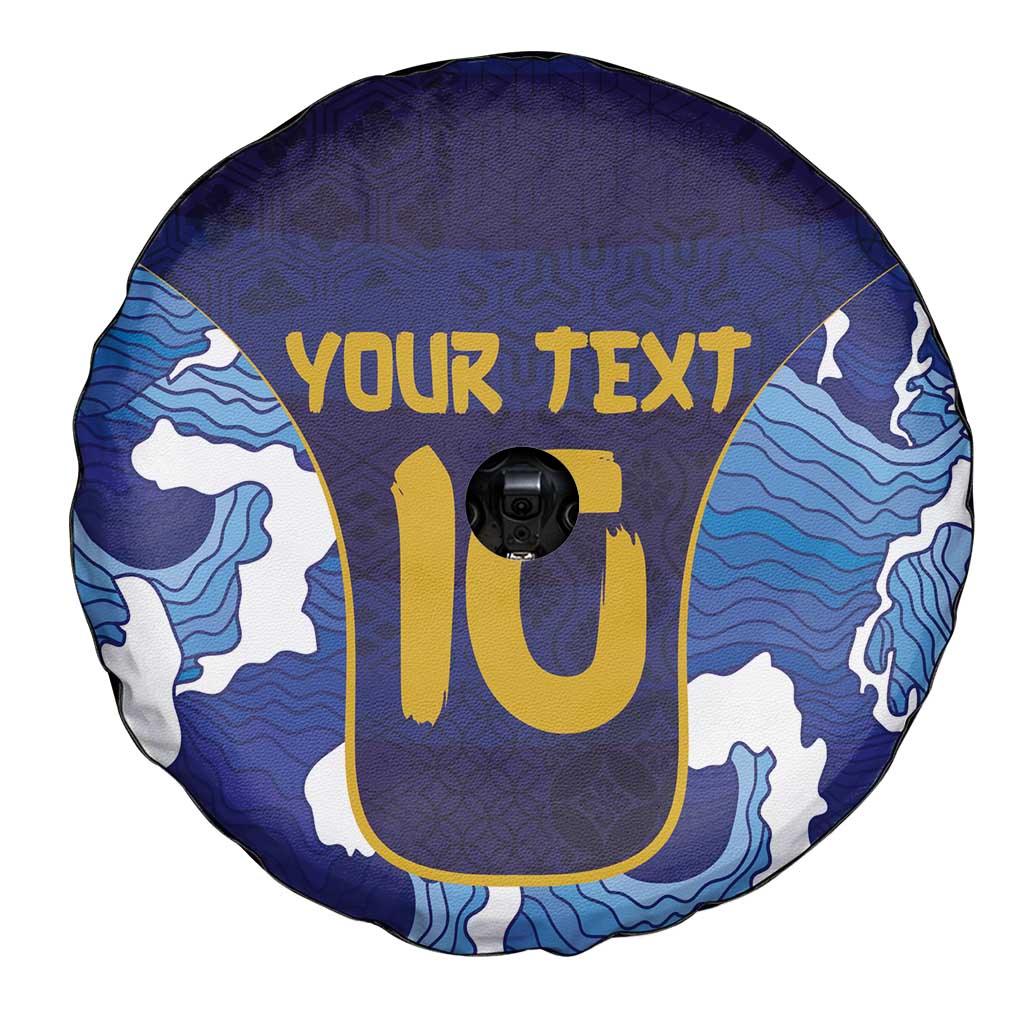 Custom Japan Pacific Rugby 2024 Spare Tire Cover Japanese Traditional Pattern and Sea Waves - Wonder Print Shop