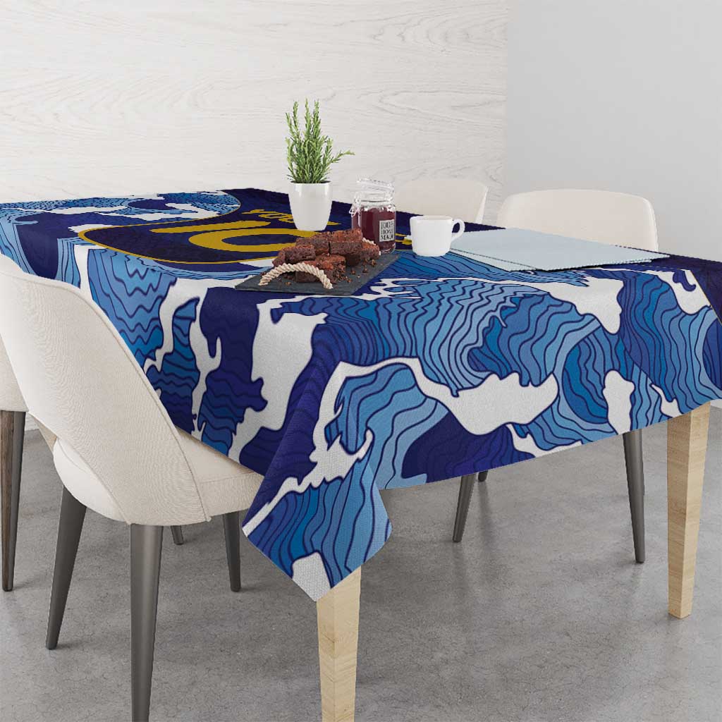 Custom Japan Pacific Rugby 2024 Tablecloth Japanese Traditional Pattern and Sea Waves - Wonder Print Shop