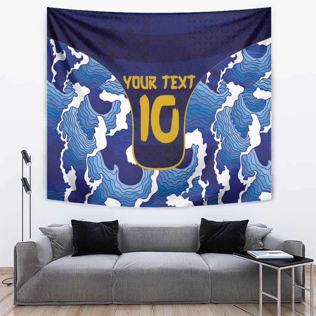 Custom Japan Pacific Rugby 2024 Tapestry Japanese Traditional Pattern and Sea Waves - Wonder Print Shop