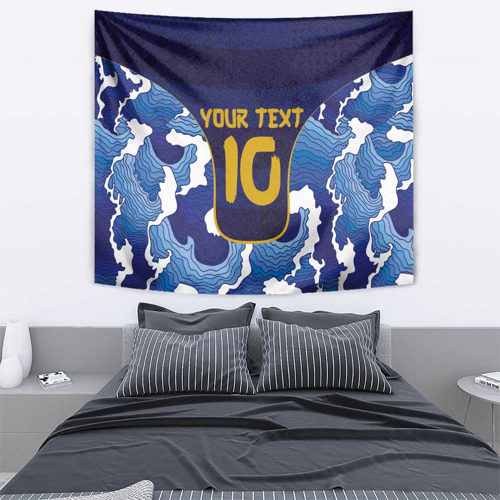 Custom Japan Pacific Rugby 2024 Tapestry Japanese Traditional Pattern and Sea Waves - Wonder Print Shop