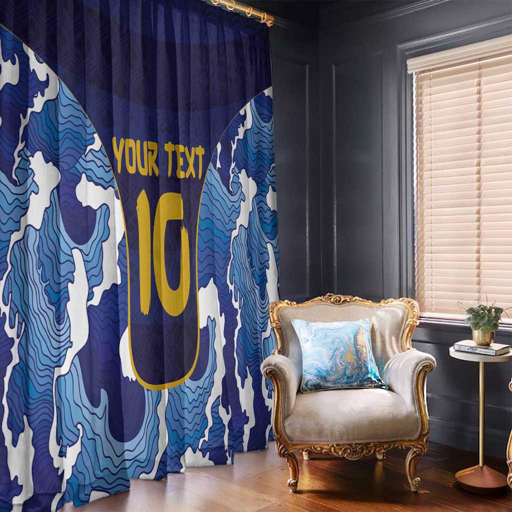 Custom Japan Pacific Rugby 2024 Window Curtain Japanese Traditional Pattern and Sea Waves - Wonder Print Shop