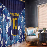 Custom Japan Pacific Rugby 2024 Window Curtain Japanese Traditional Pattern and Sea Waves - Wonder Print Shop