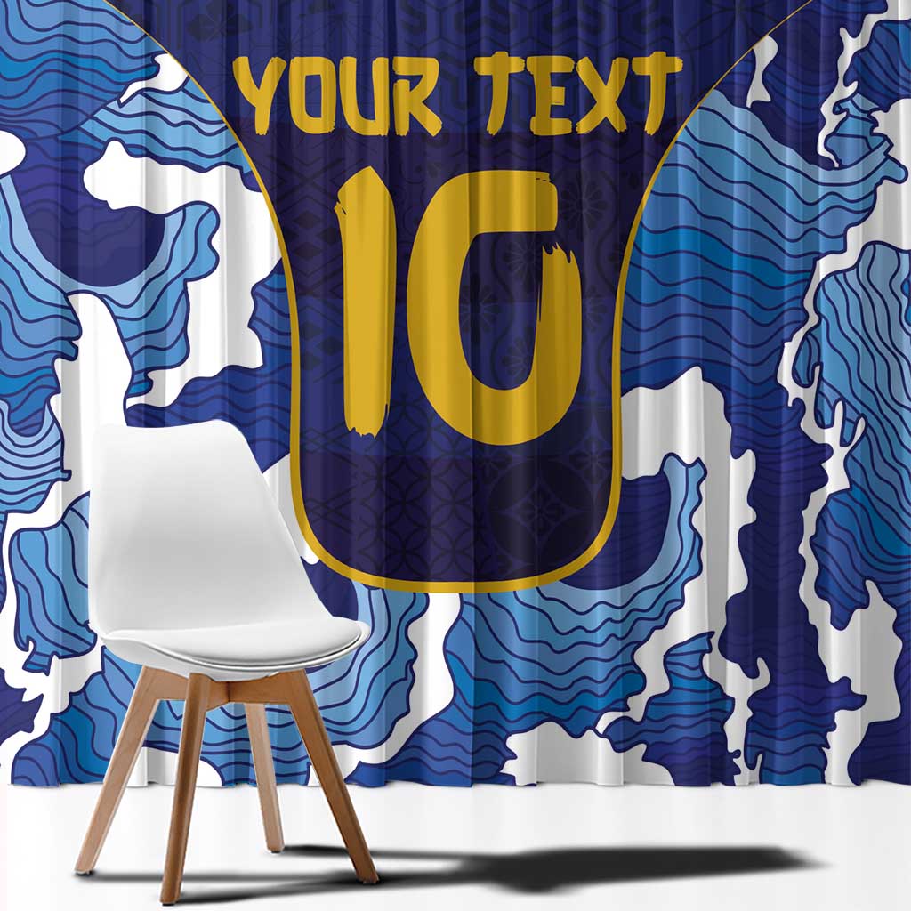 Custom Japan Pacific Rugby 2024 Window Curtain Japanese Traditional Pattern and Sea Waves - Wonder Print Shop