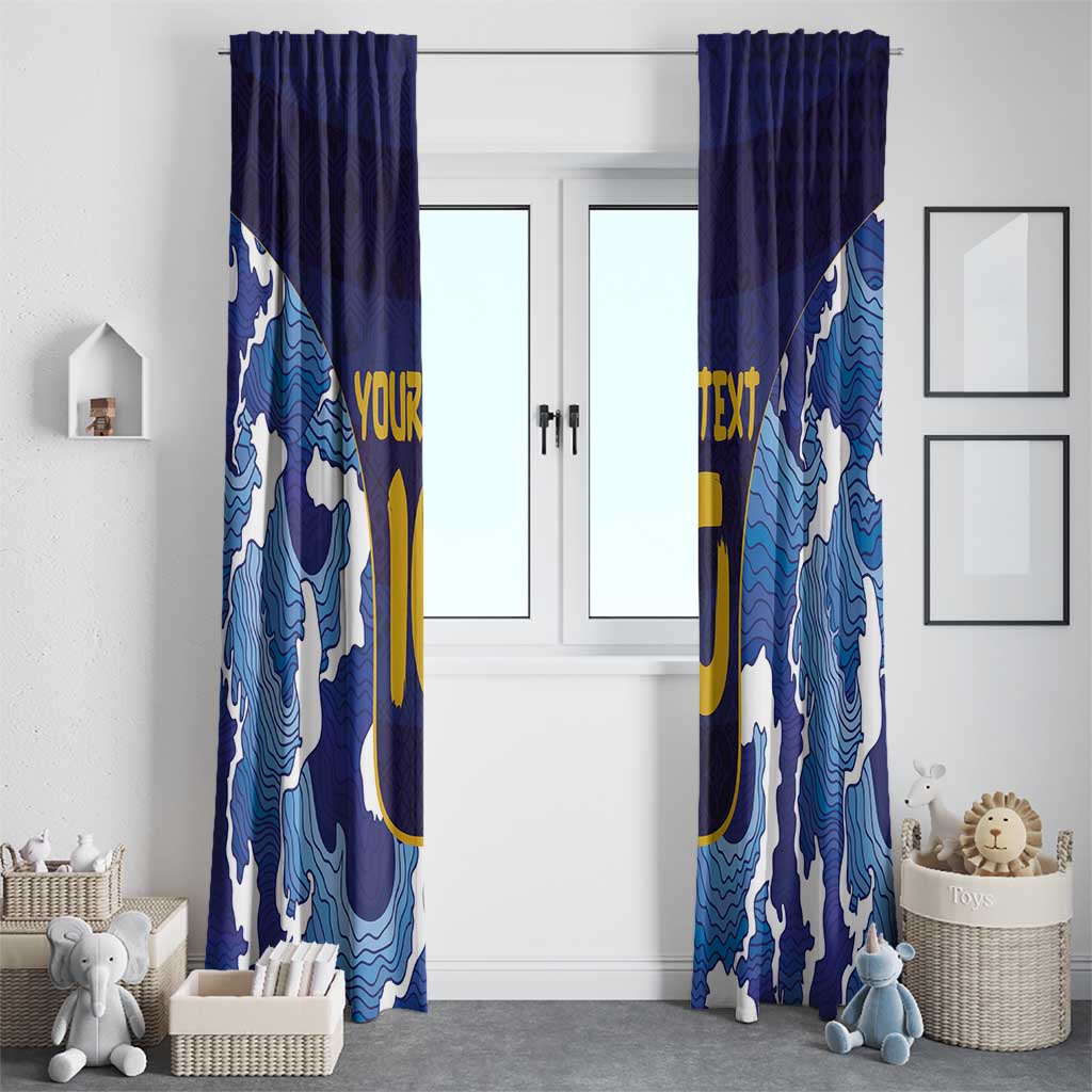 Custom Japan Pacific Rugby 2024 Window Curtain Japanese Traditional Pattern and Sea Waves - Wonder Print Shop