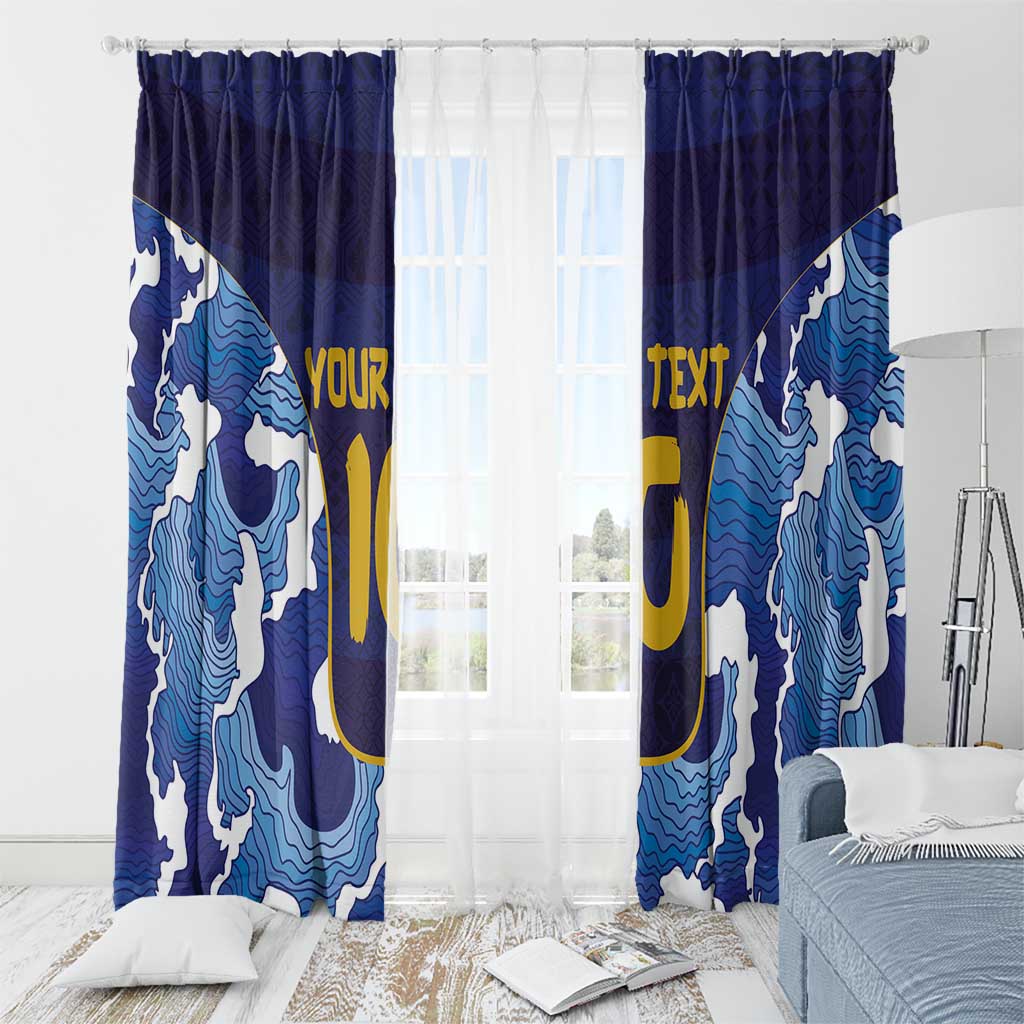 Custom Japan Pacific Rugby 2024 Window Curtain Japanese Traditional Pattern and Sea Waves - Wonder Print Shop