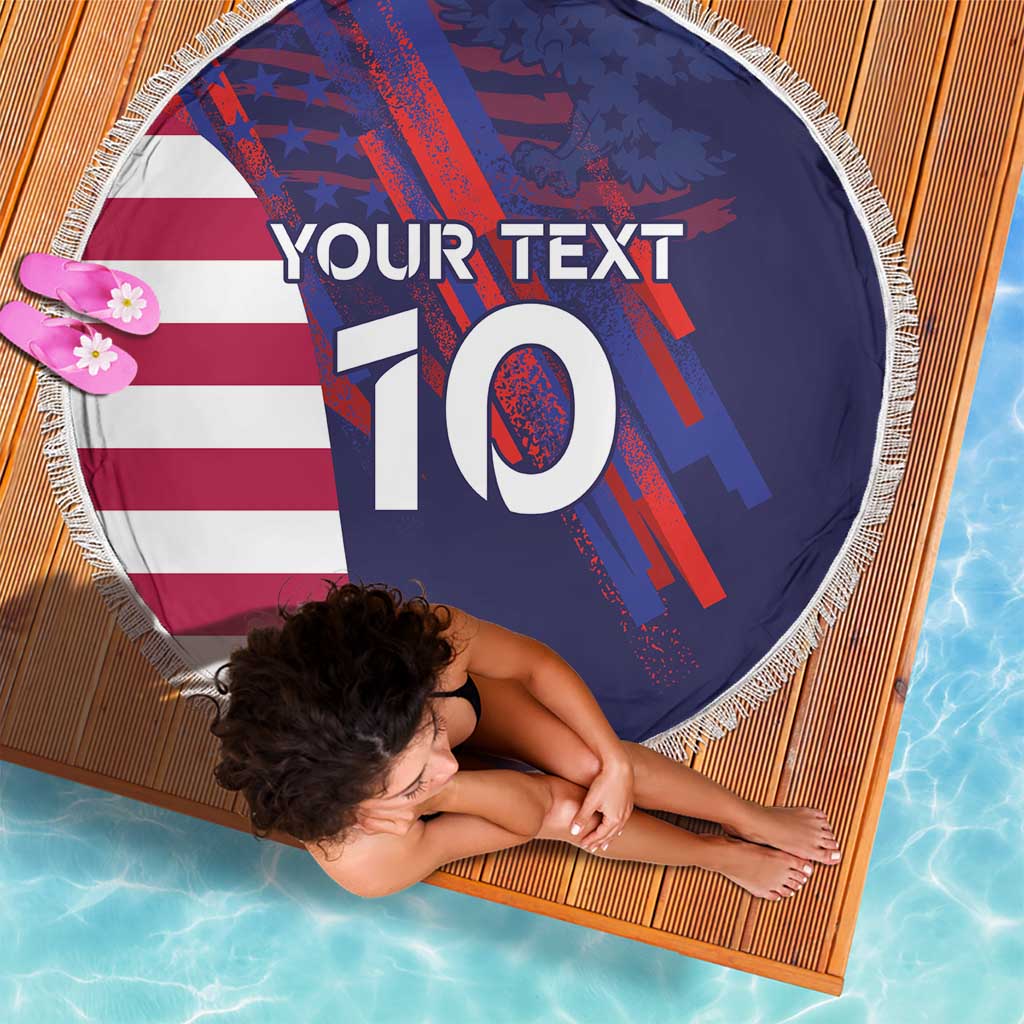 Custom United States Pacific Rugby 2024 Beach Blanket The Eagle and USA Flag Style - Wonder Print Shop