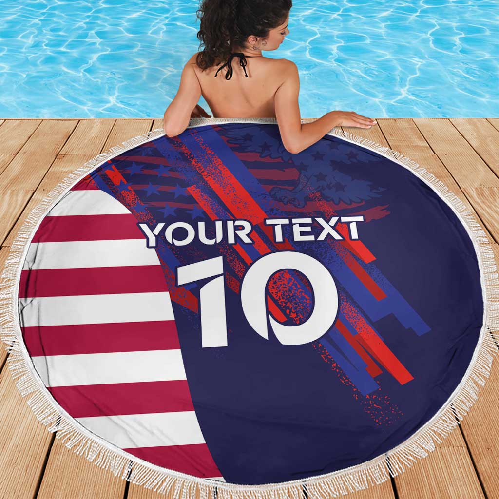 Custom United States Pacific Rugby 2024 Beach Blanket The Eagle and USA Flag Style - Wonder Print Shop
