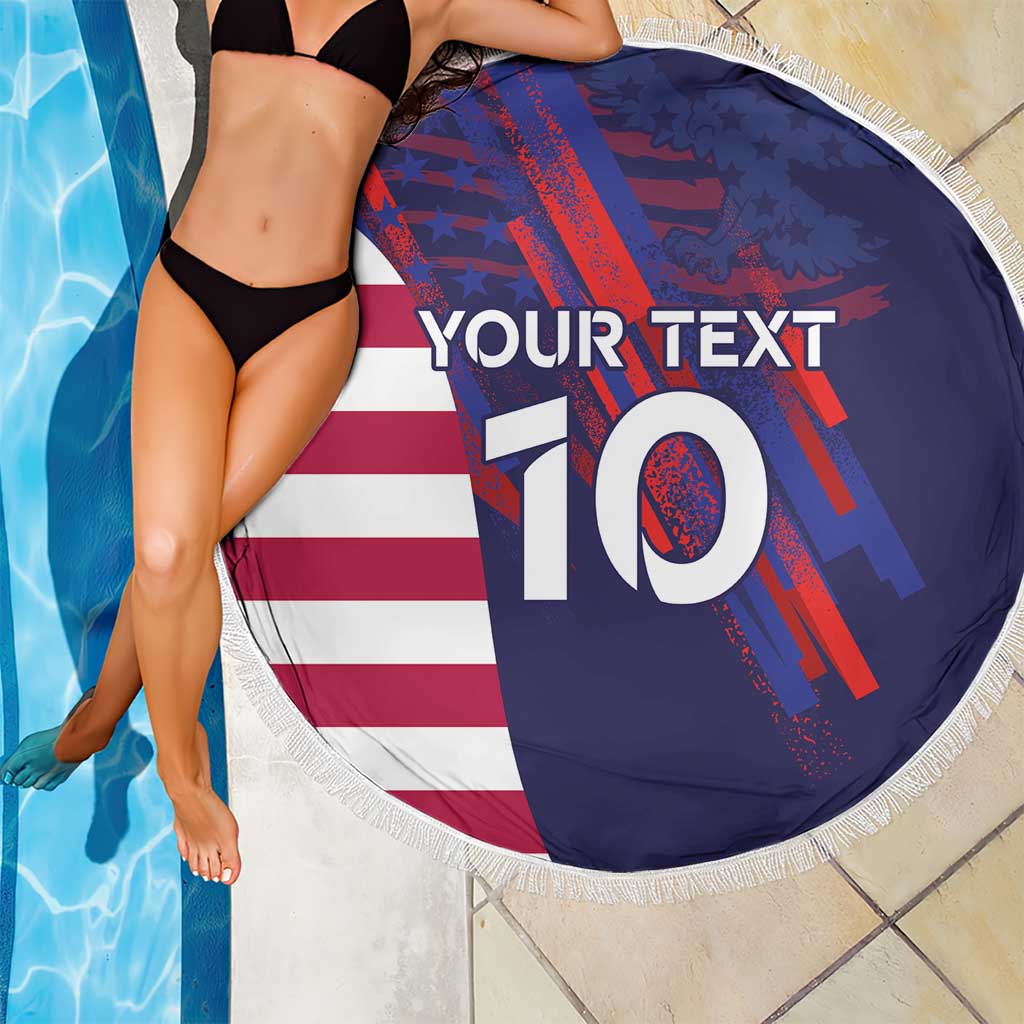 Custom United States Pacific Rugby 2024 Beach Blanket The Eagle and USA Flag Style - Wonder Print Shop