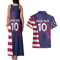 Custom United States Pacific Rugby 2024 Couples Matching Tank Maxi Dress and Hawaiian Shirt The Eagle and USA Flag Style - Wonder Print Shop