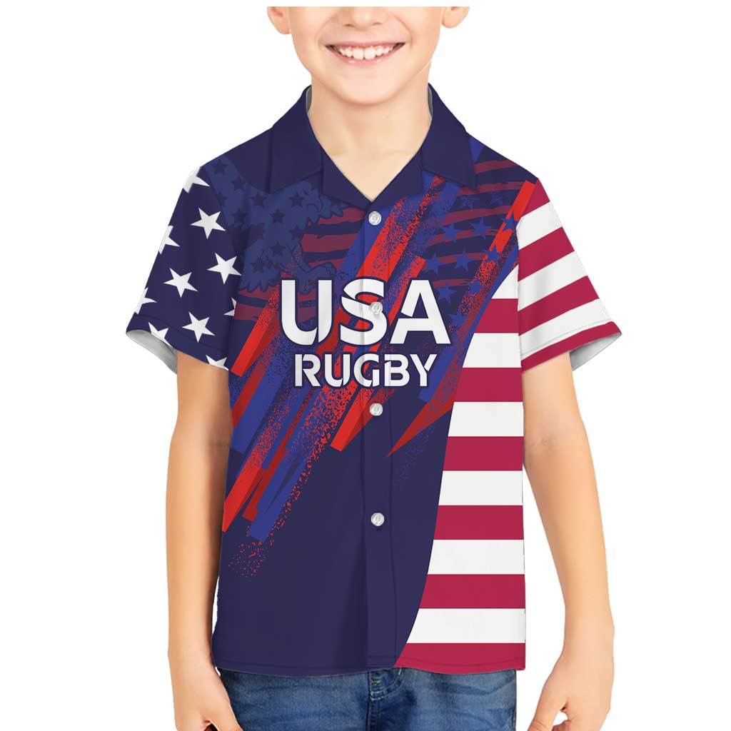 Custom United States Pacific Rugby 2024 Family Matching Mermaid Dress and Hawaiian Shirt The Eagle and USA Flag Style - Wonder Print Shop