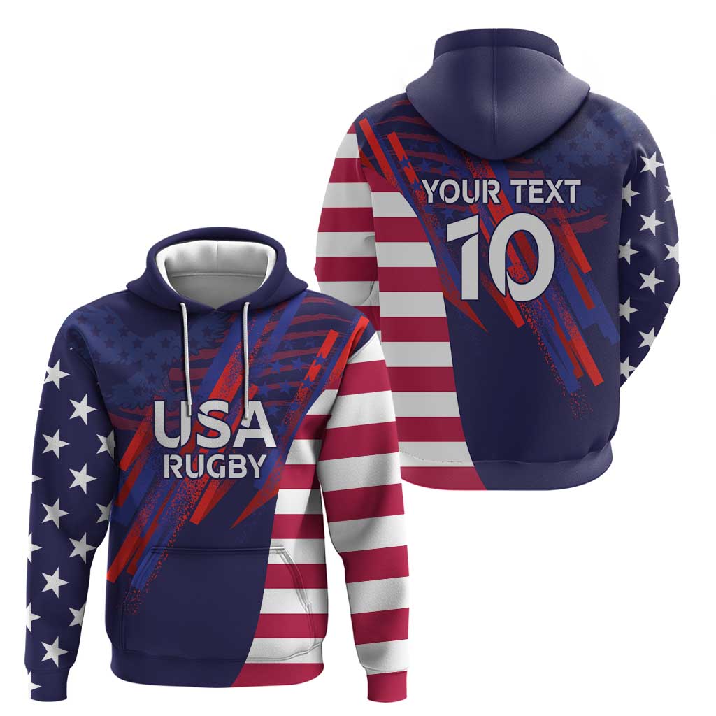 Custom United States Pacific Rugby 2024 Hoodie The Eagle and USA Flag Style - Wonder Print Shop