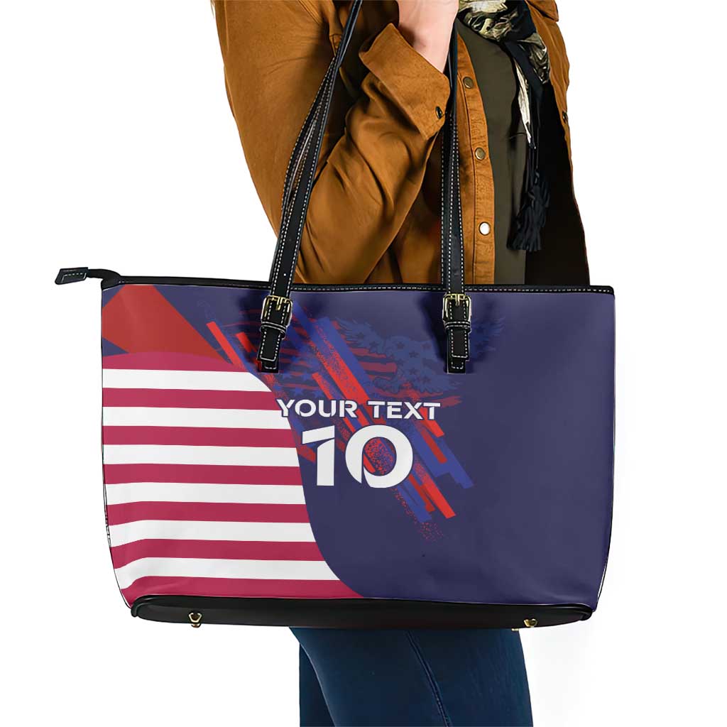 Custom United States Pacific Rugby 2024 Leather Tote Bag The Eagle and USA Flag Style - Wonder Print Shop