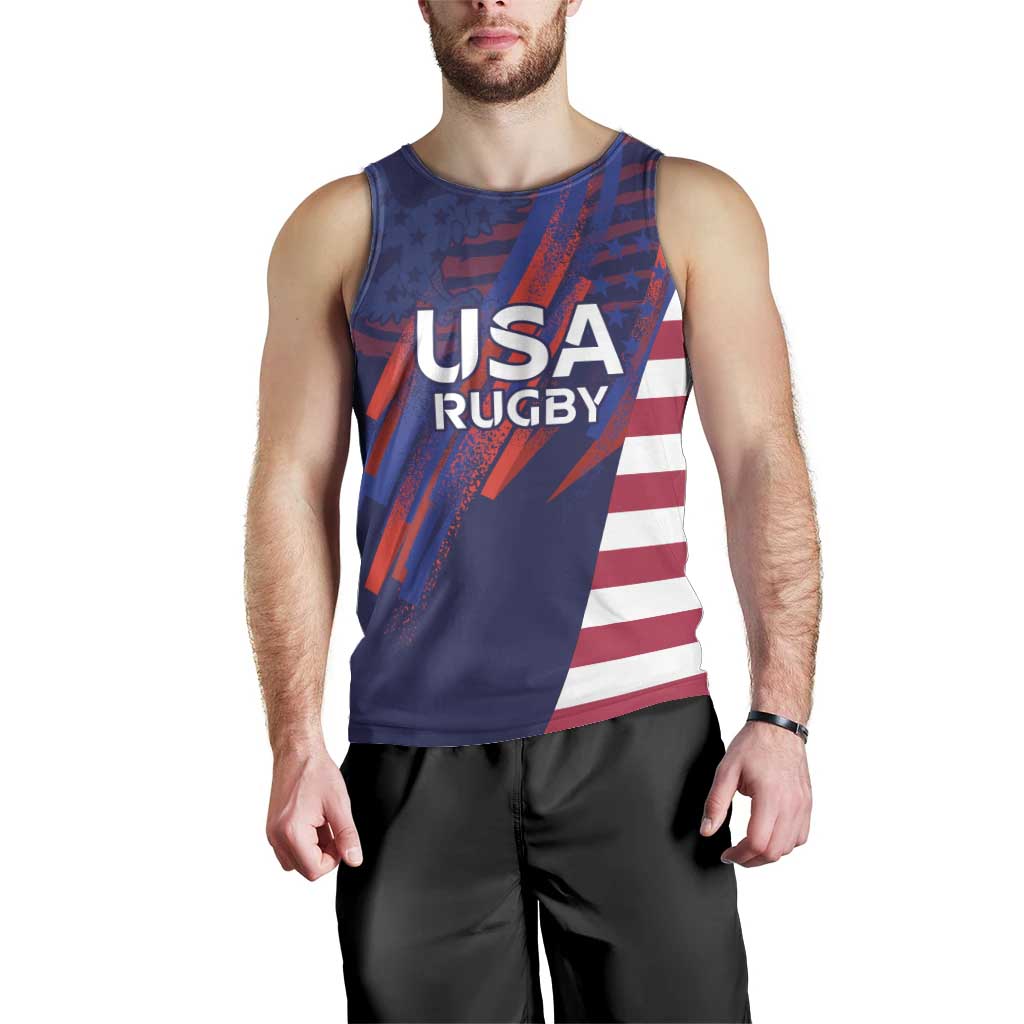 Custom United States Pacific Rugby 2024 Men Tank Top The Eagle and USA Flag Style - Wonder Print Shop
