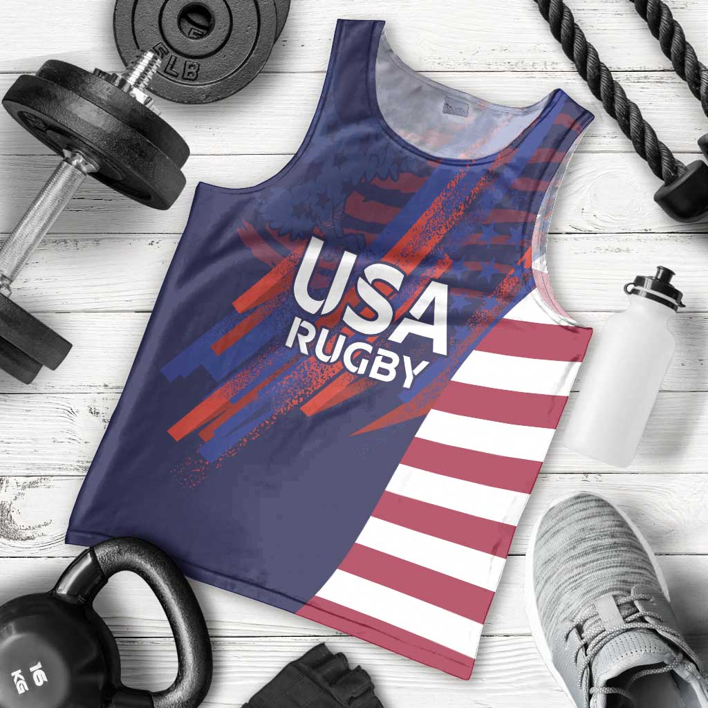 Custom United States Pacific Rugby 2024 Men Tank Top The Eagle and USA Flag Style - Wonder Print Shop