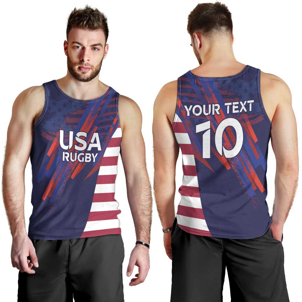Custom United States Pacific Rugby 2024 Men Tank Top The Eagle and USA Flag Style - Wonder Print Shop