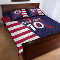 Custom United States Pacific Rugby 2024 Quilt Bed Set The Eagle and USA Flag Style - Wonder Print Shop