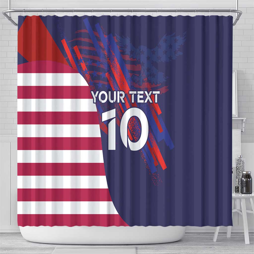 Custom United States Pacific Rugby 2024 Shower Curtain The Eagle and USA Flag Style
