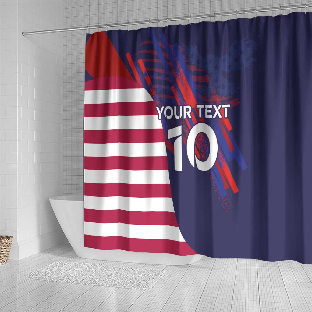 Custom United States Pacific Rugby 2024 Shower Curtain The Eagle and USA Flag Style