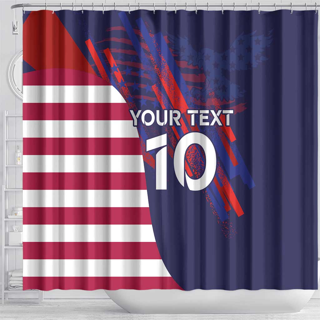 Custom United States Pacific Rugby 2024 Shower Curtain The Eagle and USA Flag Style