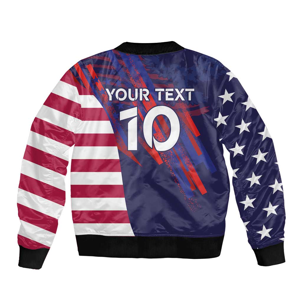 Custom United States Pacific Rugby 2024 Sleeve Zip Bomber Jacket The Eagle and USA Flag Style - Wonder Print Shop