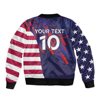Custom United States Pacific Rugby 2024 Sleeve Zip Bomber Jacket The Eagle and USA Flag Style - Wonder Print Shop