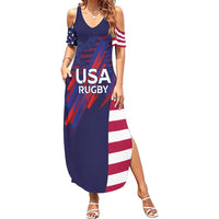 Custom United States Pacific Rugby 2024 Summer Maxi Dress The Eagle and USA Flag Style - Wonder Print Shop