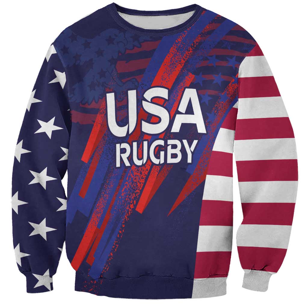 Custom United States Pacific Rugby 2024 Sweatshirt The Eagle and USA Flag Style - Wonder Print Shop
