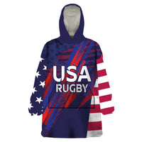 Custom United States Pacific Rugby 2024 Wearable Blanket Hoodie The Eagle and USA Flag Style - Wonder Print Shop