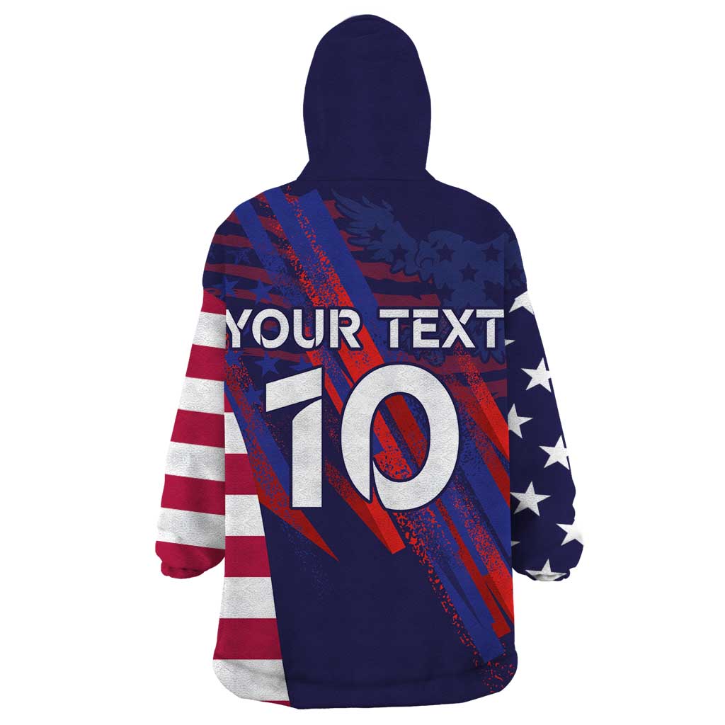 Custom United States Pacific Rugby 2024 Wearable Blanket Hoodie The Eagle and USA Flag Style - Wonder Print Shop