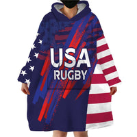 Custom United States Pacific Rugby 2024 Wearable Blanket Hoodie The Eagle and USA Flag Style - Wonder Print Shop