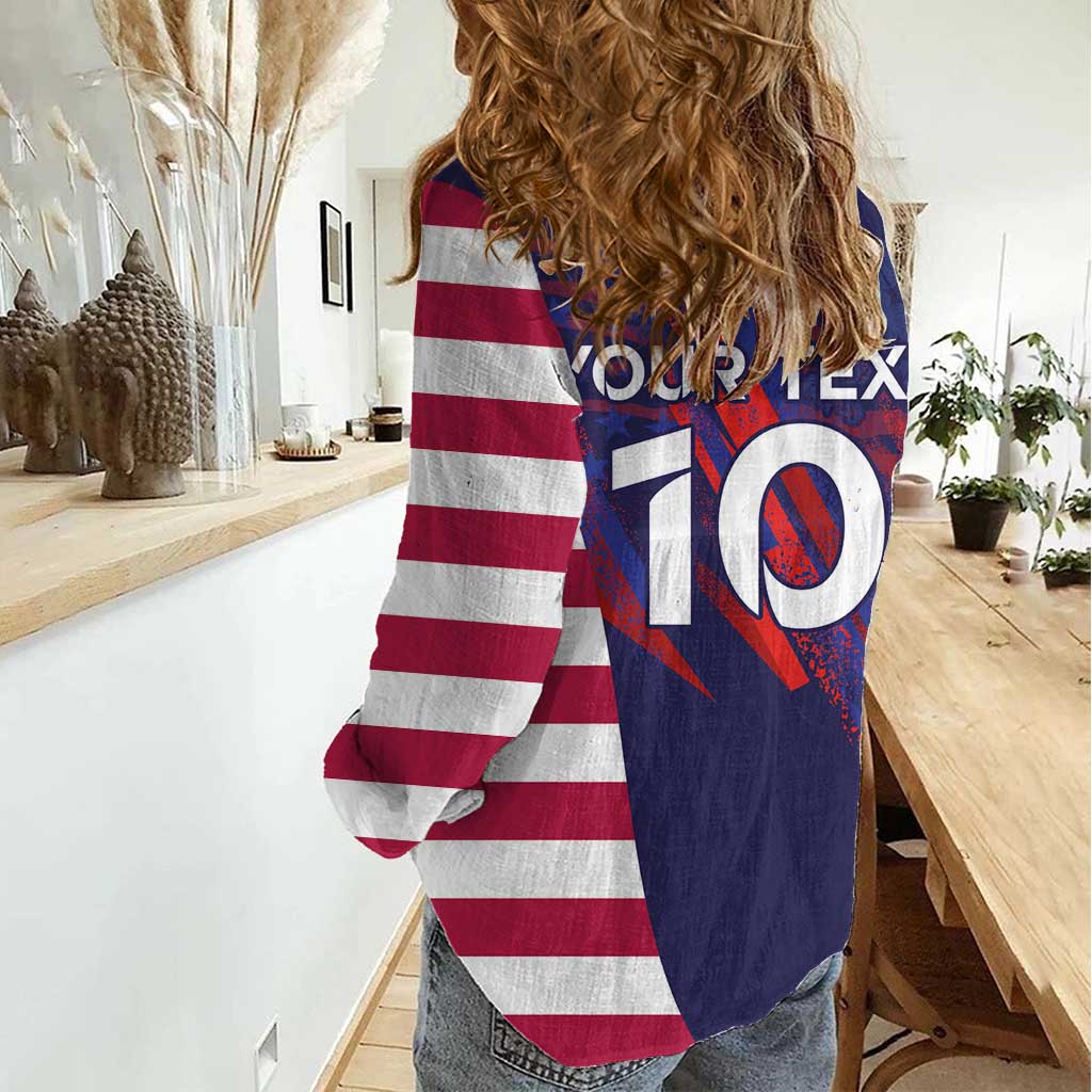 Custom United States Pacific Rugby 2024 Women Casual Shirt The Eagle and USA Flag Style - Wonder Print Shop