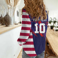 Custom United States Pacific Rugby 2024 Women Casual Shirt The Eagle and USA Flag Style LT03