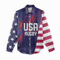 Custom United States Pacific Rugby 2024 Women Casual Shirt The Eagle and USA Flag Style LT03