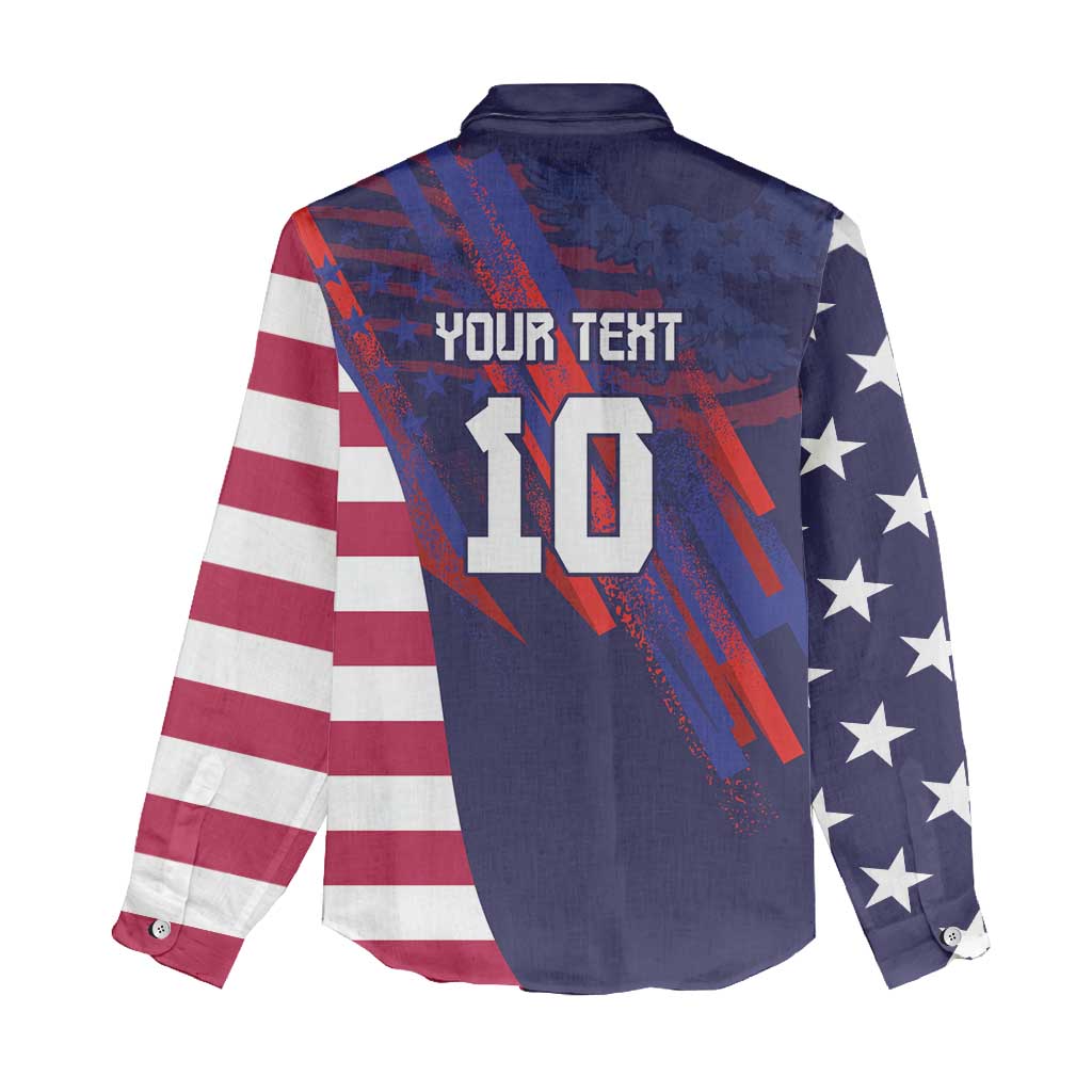 Custom United States Pacific Rugby 2024 Women Casual Shirt The Eagle and USA Flag Style LT03