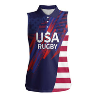 Custom United States Pacific Rugby 2024 Women Sleeveless Polo Shirt The Eagle and USA Flag Style - Wonder Print Shop