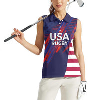 Custom United States Pacific Rugby 2024 Women Sleeveless Polo Shirt The Eagle and USA Flag Style - Wonder Print Shop