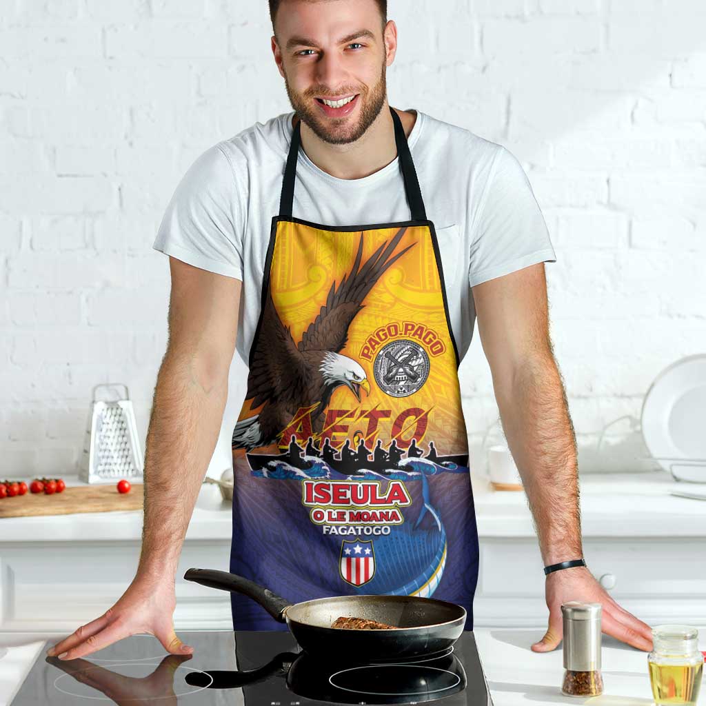 American Samoa Fautasi Apron Bald Eage and Sailfish with Kakau Motifs - Wonder Print Shop