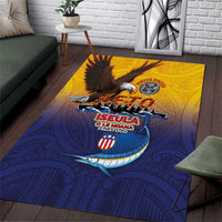 American Samoa Fautasi Area Rug Bald Eage and Sailfish with Kakau Motifs - Wonder Print Shop