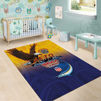 American Samoa Fautasi Area Rug Bald Eage and Sailfish with Kakau Motifs - Wonder Print Shop