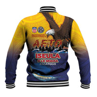 American Samoa Fautasi Baseball Jacket Bald Eage and Sailfish with Kakau Motifs - Wonder Print Shop
