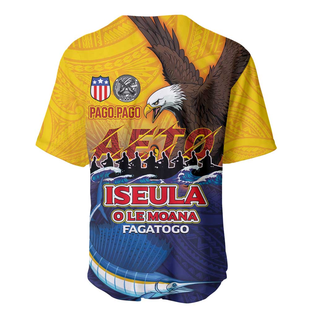 American Samoa Fautasi Baseball Jersey Bald Eage and Sailfish with Kakau Motifs - Wonder Print Shop