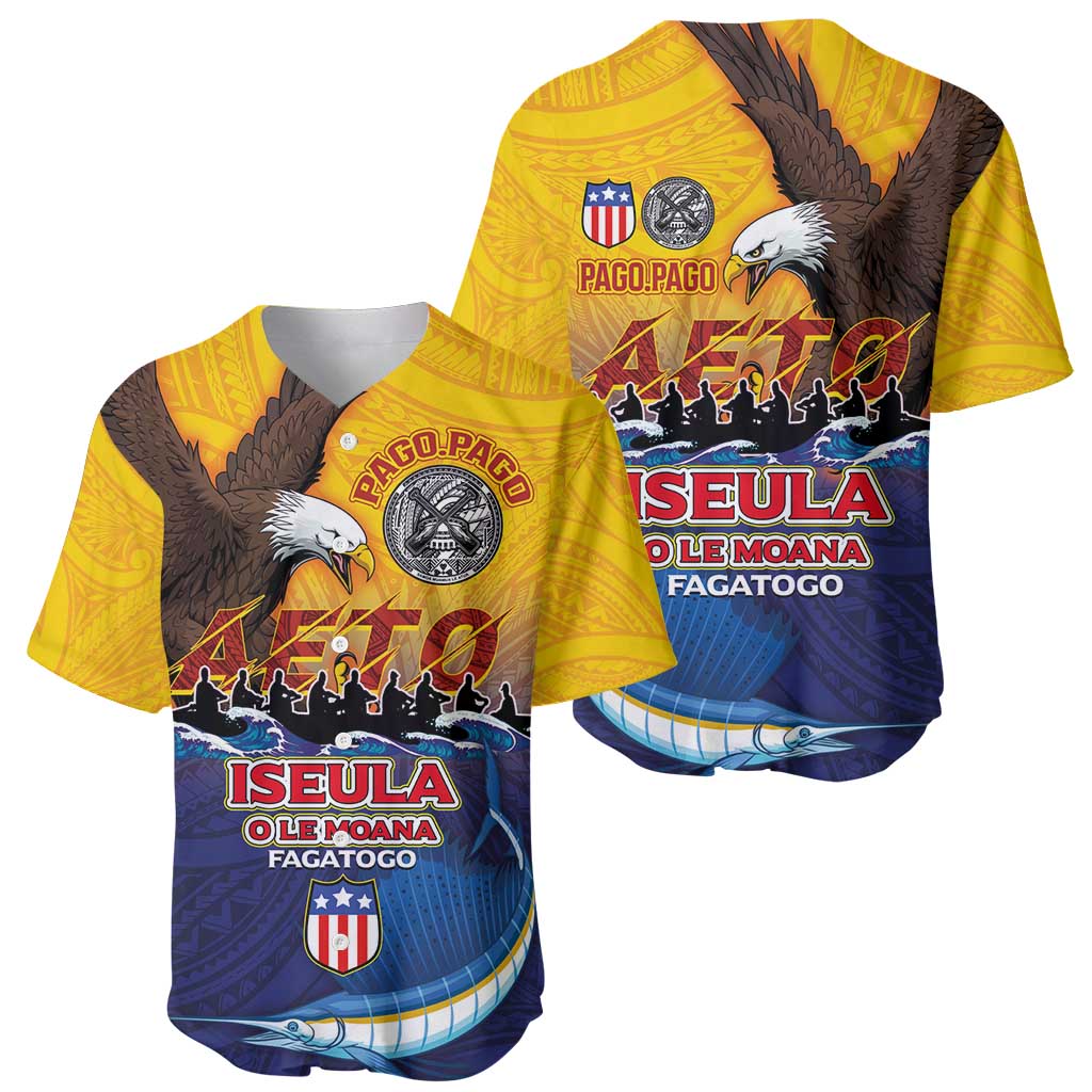 American Samoa Fautasi Baseball Jersey Bald Eage and Sailfish with Kakau Motifs - Wonder Print Shop