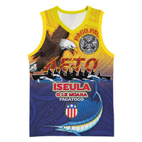American Samoa Fautasi Basketball Jersey Bald Eage and Sailfish with Kakau Motifs - Wonder Print Shop