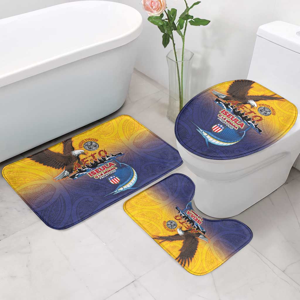 American Samoa Fautasi Bathroom Set Bald Eage and Sailfish with Kakau Motifs - Wonder Print Shop